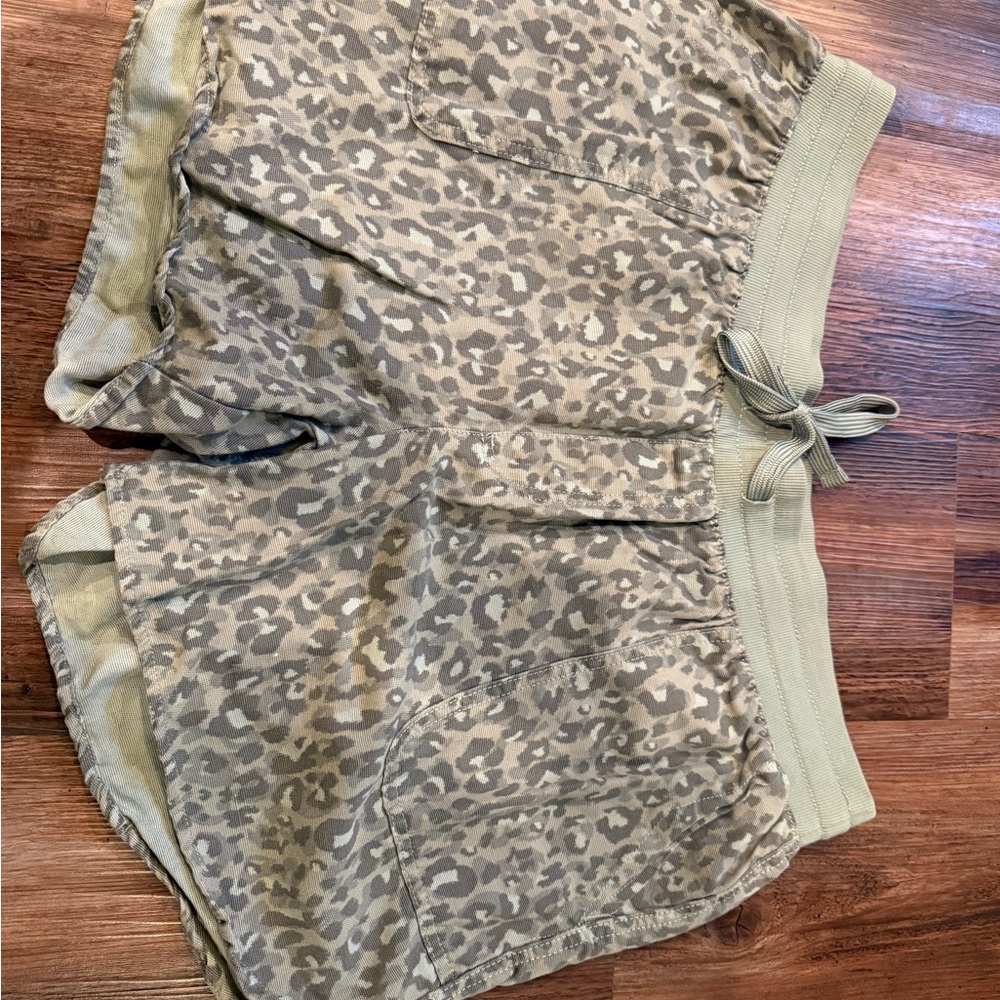 Maurices Taupe Leopard Print Athletic Drawstring Shorts